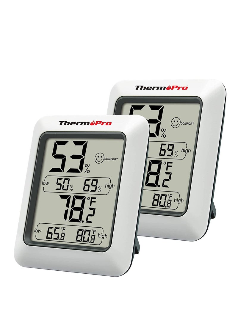 ThermoPro TP50 2 Pieces Digital Hygrometer Indoor Thermometer Room Thermometer and Humidity Gauge with Temperature Humidity Monitor