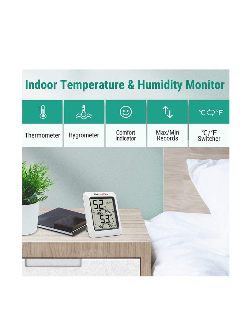 ThermoPro TP50 2 Pieces Digital Hygrometer Indoor Thermometer Room Thermometer and Humidity Gauge with Temperature Humidity Monitor