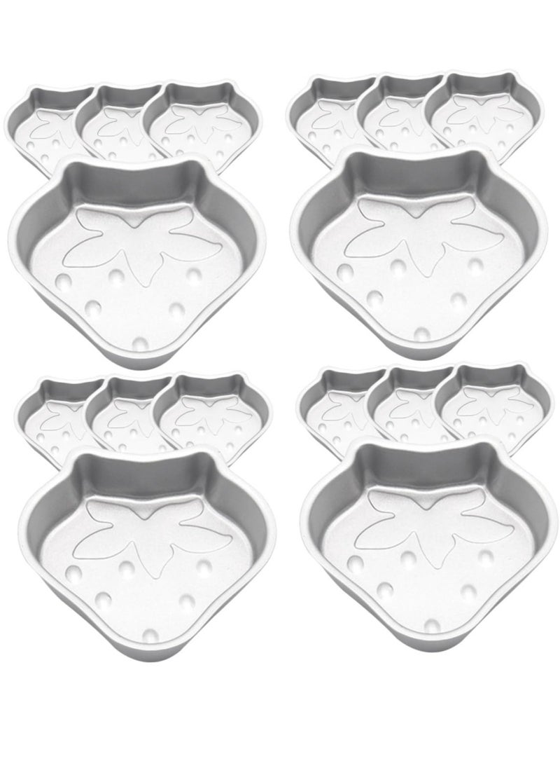 16 Pcs Strawberry Silicone Baking Molds for Muffins Mini Cakes Tart Pans and Cheesecakes