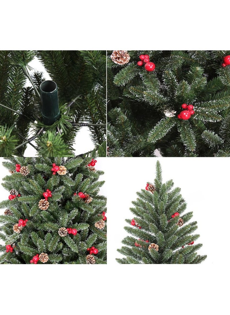 1.5M Christmas Tree, Holiday Xmas Pine Tree, 424 Branch Tips, Artificial Christmas Tree Decorations, Christmas Tree Stand Metal Hinges & Foldable Base, Easy Assembly for Home, Office, Party Decoration