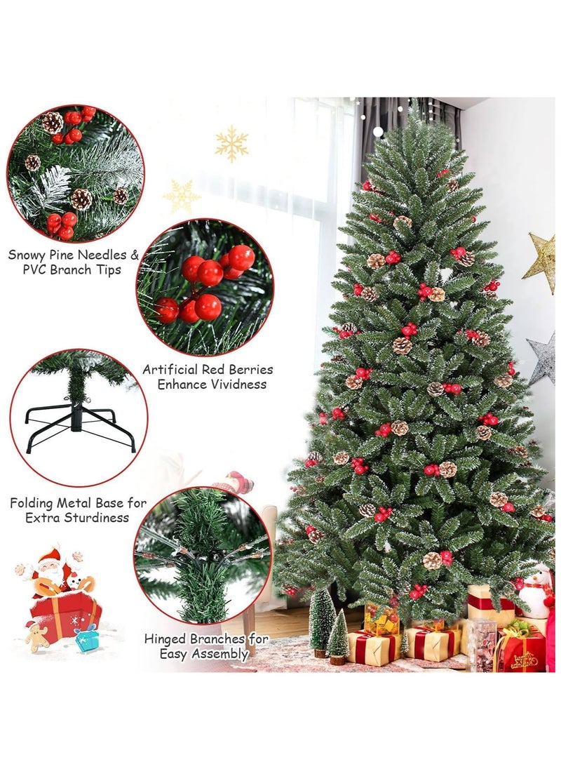 1.5M Christmas Tree, Holiday Xmas Pine Tree, 424 Branch Tips, Artificial Christmas Tree Decorations, Christmas Tree Stand Metal Hinges & Foldable Base, Easy Assembly for Home, Office, Party Decoration