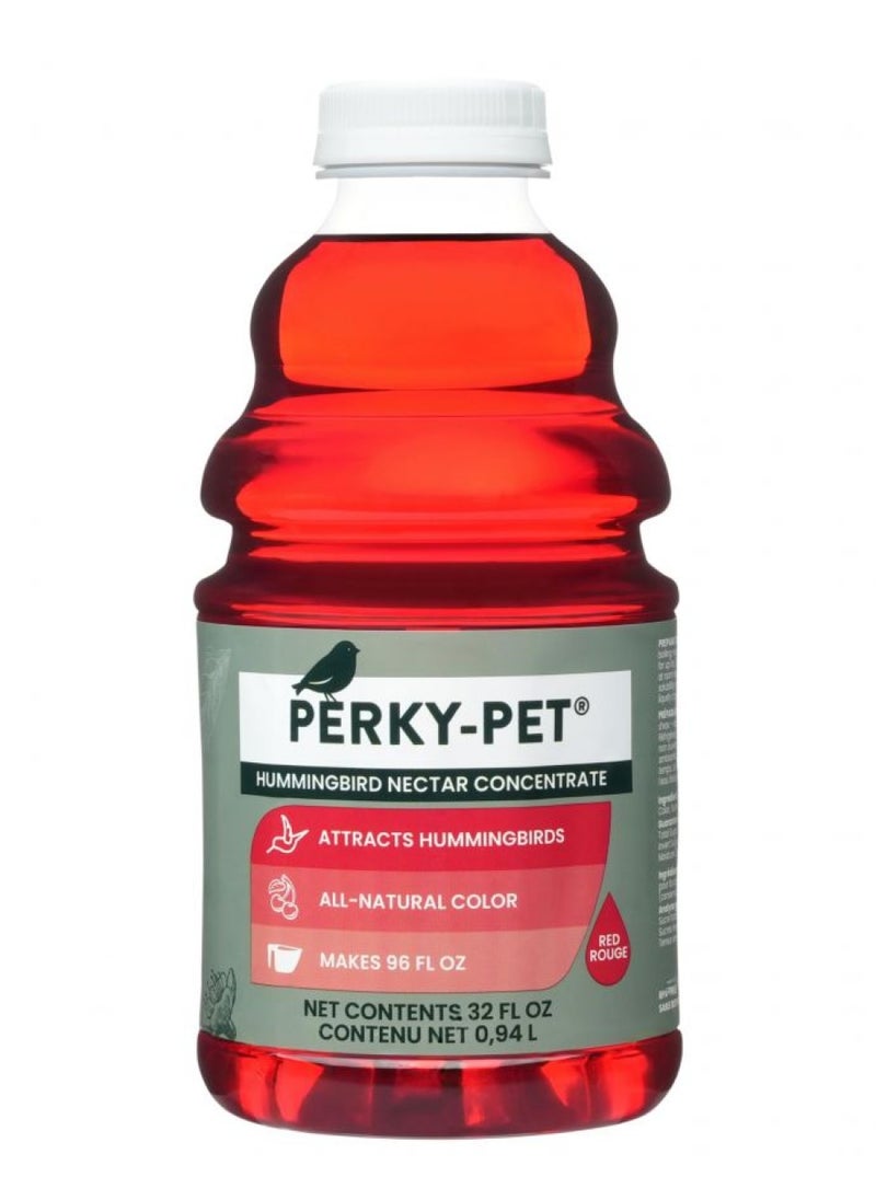 Perky-Pet 238 Red Hummingbird Liquid Nectar 32 Oz Concentrate - Makes Up To 128 Fluid Ounces of Nectar