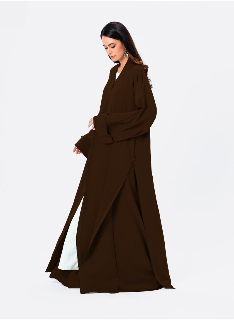 Brown Button Detailed Abaya