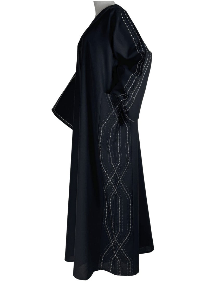 Black Formal Abaya with Starlight Dance Embroidery and Pockets