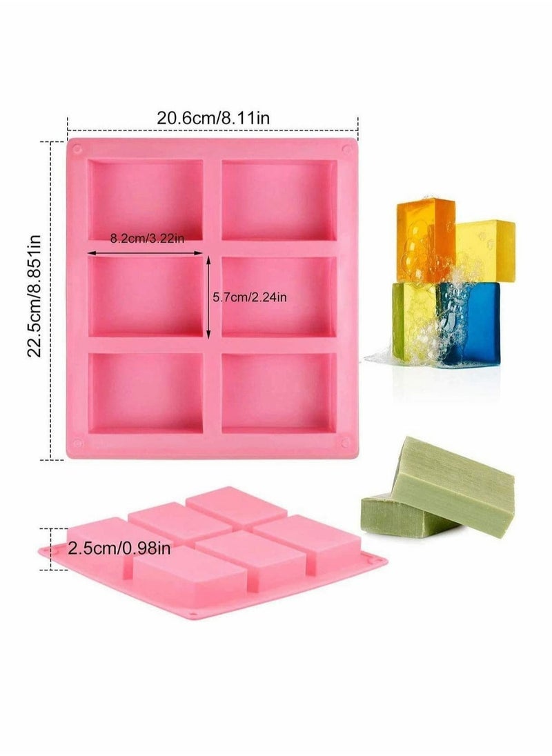 Silicone Soap Moulds 4 Pack 6 Cavity Rectangle DIY Soap Moulds for Bundt Cake Cupcake Muffin Coffee Cake Pudding Soap Loaf Brownie Cornbread Chocolate Mould