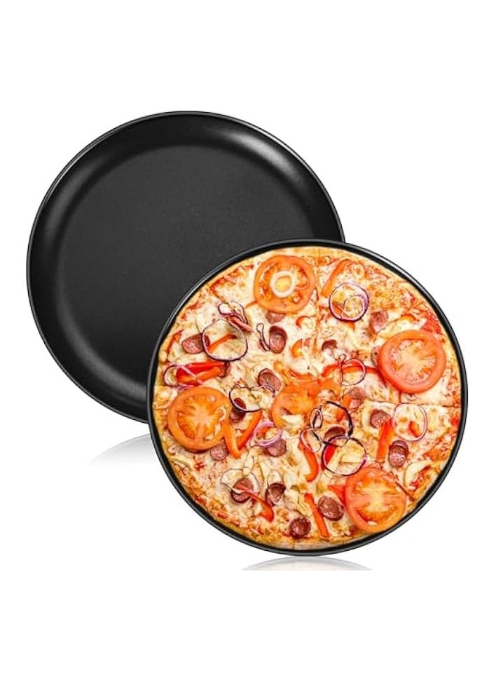 10 Inch Pizza Pan Set of 2, Nonstick Pizza Pans Trays, Round Bakeware for Oven Baking Serving, Stainless Steel Core with Non-Stick Coatings, Healthy & Reusable & Easy Clean, Oven & Freezer Safe