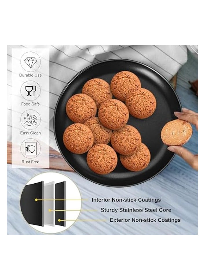 10 Inch Pizza Pan Set of 2, Nonstick Pizza Pans Trays, Round Bakeware for Oven Baking Serving, Stainless Steel Core with Non-Stick Coatings, Healthy & Reusable & Easy Clean, Oven & Freezer Safe