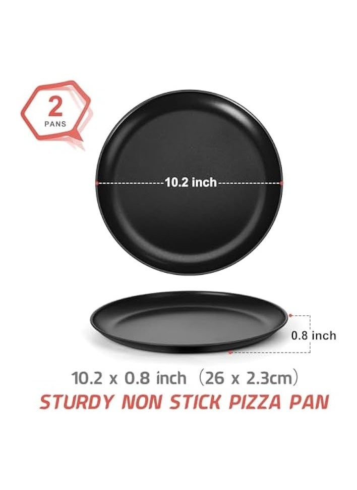 10 Inch Pizza Pan Set of 2, Nonstick Pizza Pans Trays, Round Bakeware for Oven Baking Serving, Stainless Steel Core with Non-Stick Coatings, Healthy & Reusable & Easy Clean, Oven & Freezer Safe