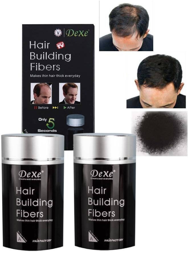 5 Pcs Hair Building Fiber Combo Pack Instantly Conceal Hair Loss Natural Thickening Fibers Fast and Quick Hair Fiber Powder Hair Shadow Powder Hair Root Concealer Black 01