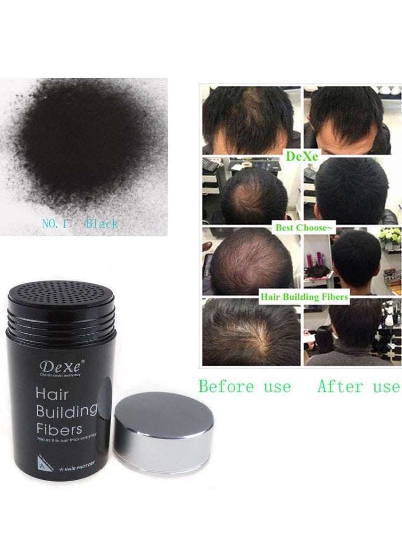 5 Pcs Hair Building Fiber Combo Pack Instantly Conceal Hair Loss Natural Thickening Fibers Fast and Quick Hair Fiber Powder Hair Shadow Powder Hair Root Concealer Black 01