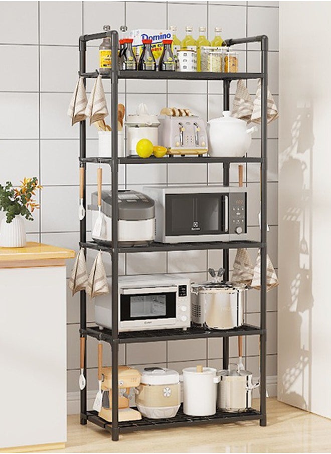 5-Tier Storage Shelf Organizer for Kitchen Bathroom Shelves Garage Home Pantry Closet Office.Multi Rack Stand Units with Hooks and Handle for Jar and Bottles