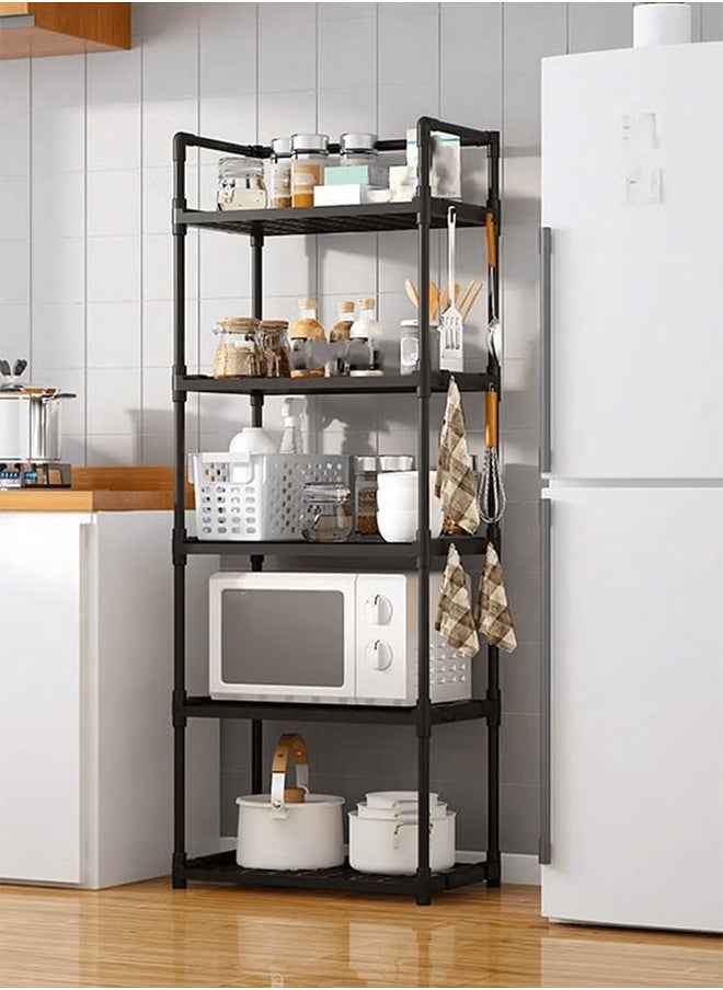 5-Tier Storage Shelf Organizer for Kitchen Bathroom Shelves Garage Home Pantry Closet Office.Multi Rack Stand Units with Hooks and Handle for Jar and Bottles