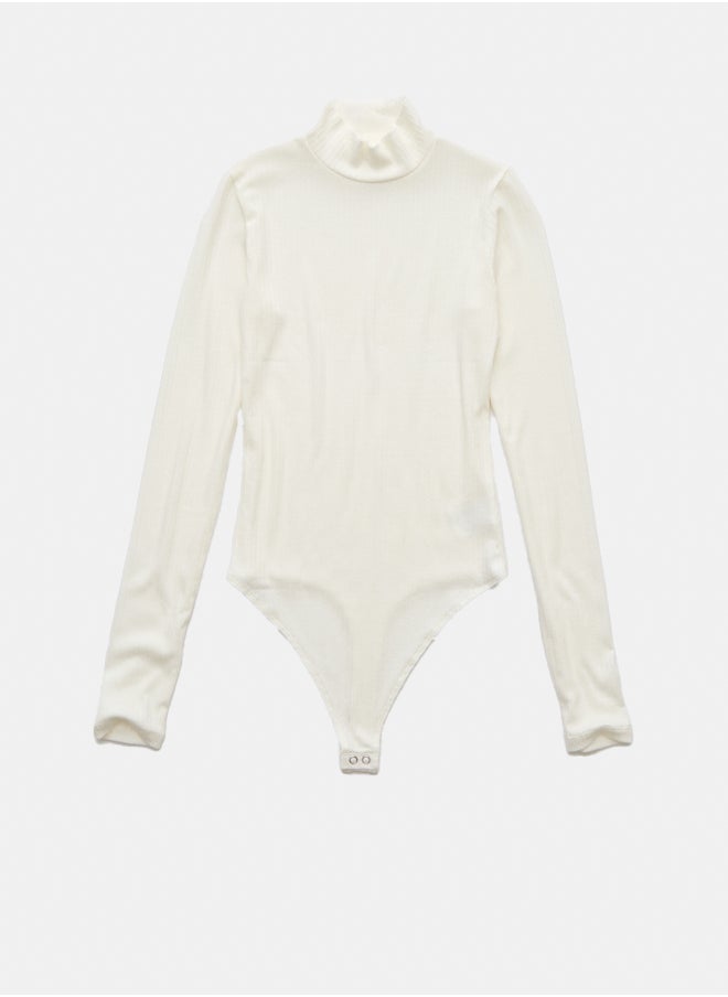 AE Long-Sleeve Mock Neck Pointelle Bodysuit