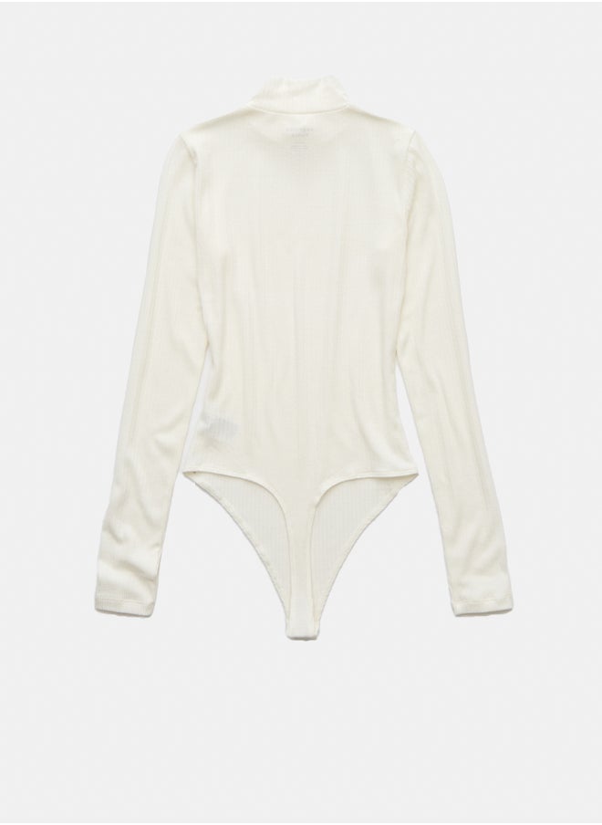 AE Long-Sleeve Mock Neck Pointelle Bodysuit