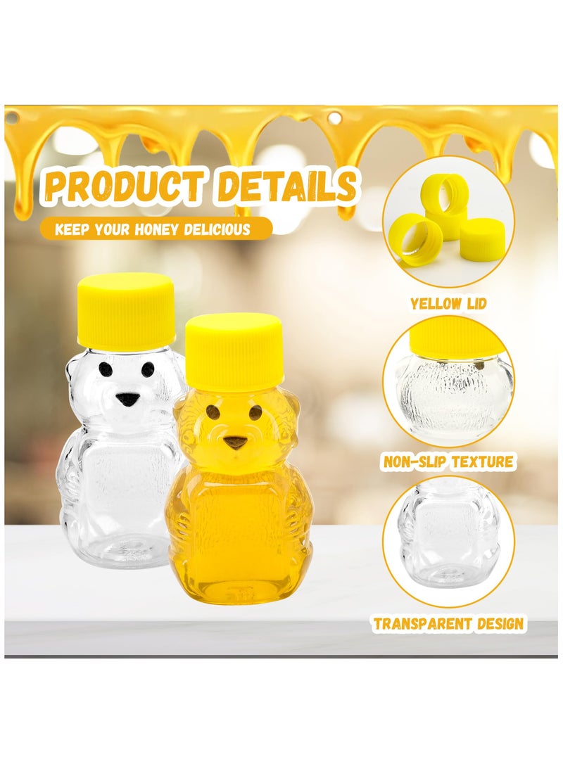 15 Pack 2 oz Honey Bear Bottle, Empty Plastic Bear Jar with Lids Reusable Mini Honey Bear Cup Dispensing Yellow Flip Top Lid Assistive Juice Jar Honey Bottles