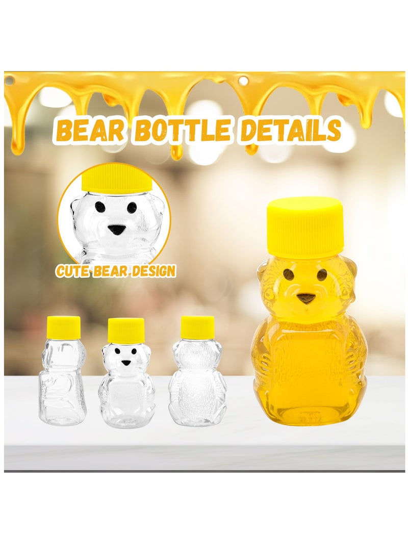 15 Pack 2 oz Honey Bear Bottle, Empty Plastic Bear Jar with Lids Reusable Mini Honey Bear Cup Dispensing Yellow Flip Top Lid Assistive Juice Jar Honey Bottles