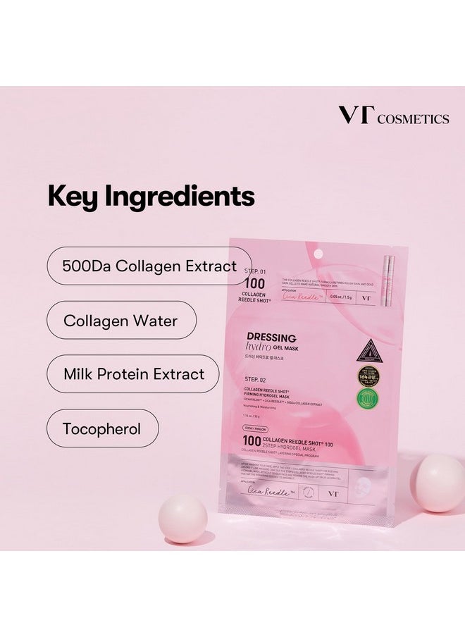 Collagen Reedle Shot 100 2-Step Hydrogel Mask(34.5Gx4Ea), Intensive Firming, Exosome 500Da Collagen Face Mask, Skin Elasticity & Fine Lines, Overnight Melting Mask, Korean Facial Mask