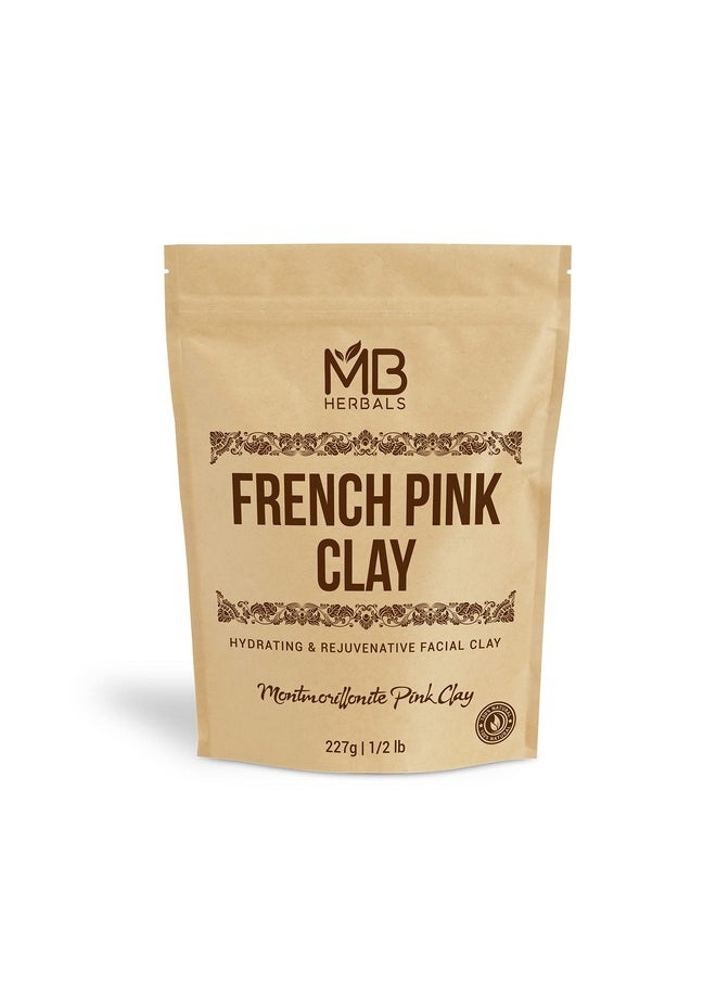 French Pink Clay 8 Oz / 0.5 Lb | Montmorrillonite Pink Clay (French Rose Clay) | Mild, Hydrating Clay For Sensitive, Matured & Acne-Prone Skin - Packing May Vary