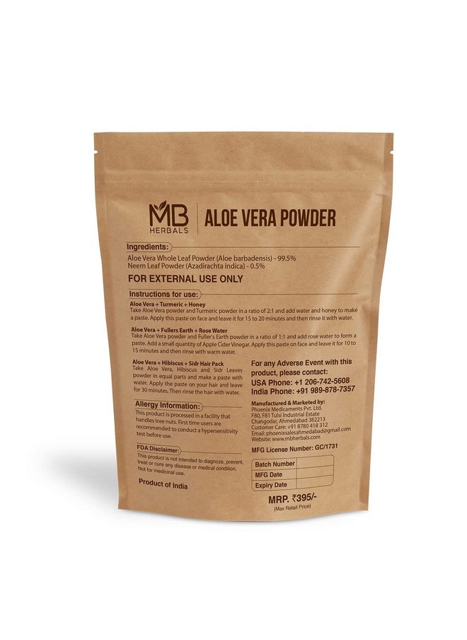 Aloe Vera Powder 16 Oz / 1 Lb | Aloe Barbadensis Powder | Natural Skin Moisturizer | Promotes Hair Growth | For External Use Only