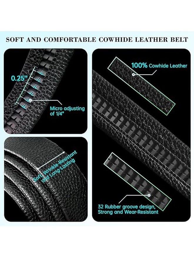 Men's Belts, Men's Ratchet Dress Belts With Automatic Buckle Business Cowhide Trouser Belts - Fits Jeans Casual Wear 120cm - Micro Adjustable Belts For All Occasions