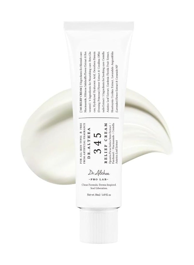 Dr.Althea 345 Relief Cream Daily Face Moisturizer Blemish Relief Care Soothing Recovery & Moisture with Niacinamide, Panthenol Korean Vegan Skincare for All Skin Types 1.7 Fl Oz. 50ml