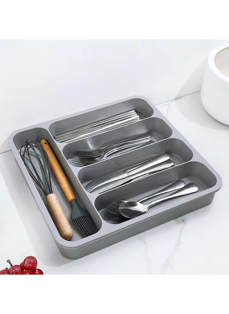 Silverware Drawer Organizer, Expandable Kitchen Drawer Organizer for Flatware and Utensils, Adjustable Silverware Organizer Cutlery Tray for for Forks, Spoons, Knives, 6 Compartments