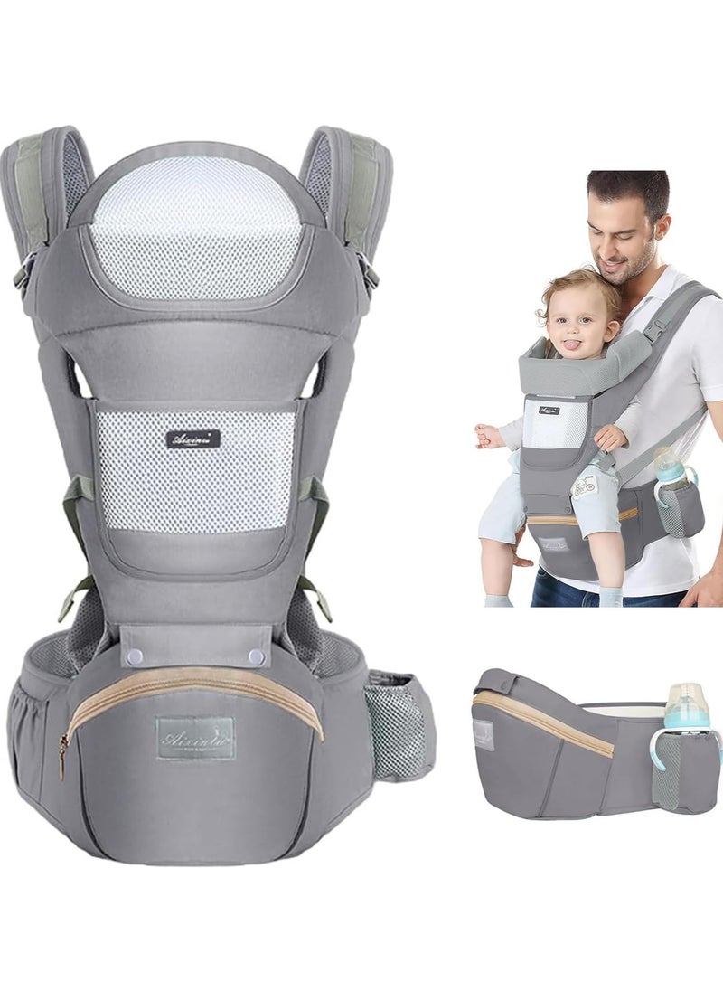 Baby Wrap Carrier, Baby Hip Seat, All-In-One Baby Carrier, Cotton, Lightweight and Breathable, Adjustable Baby Carrier, Ergonomic Pure, for Newborns and Older Babies