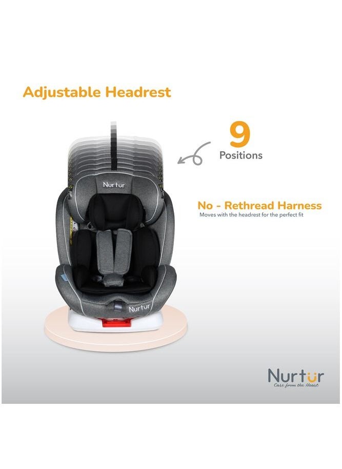 Nurtur Ultra Baby Kids 4in1 Car Seat  360 Rotation  ISOFIX  9Level Adjustable Headrest and Canopy  0 months to 12 years  Upto 36kg Official Nurtur Product