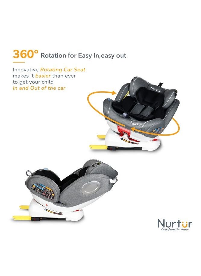 Nurtur Ultra Baby Kids 4in1 Car Seat  360 Rotation  ISOFIX  9Level Adjustable Headrest and Canopy  0 months to 12 years  Upto 36kg Official Nurtur Product