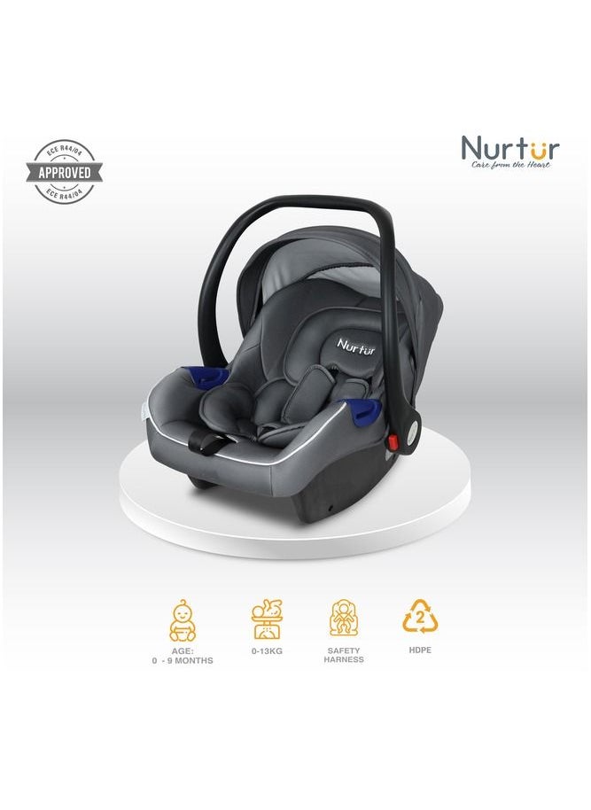 Nemo Baby Carrier Adjustable Canopy and Handle Extra Protection 3 Point Safety Harness Suitable from 0 months to 12 months Upto 13kg Grey Official Product