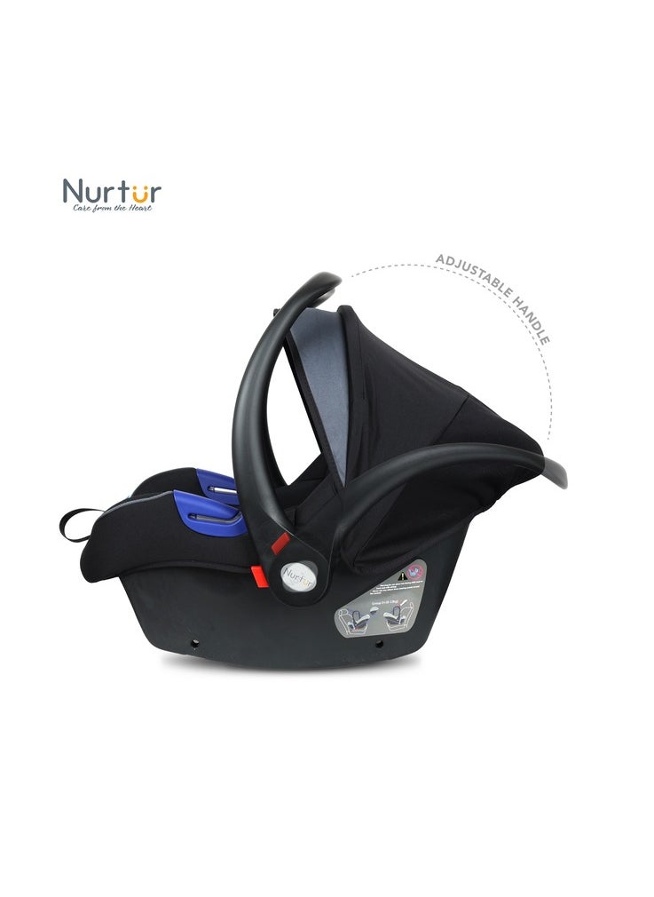 Nemo Baby Carrier Adjustable Canopy and Handle Extra Protection 3 Point Safety Harness Suitable from 0 months to 12 months Upto 13kg BlackDark Silver Official Product