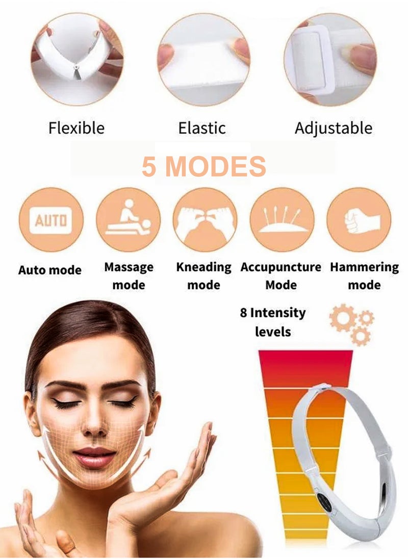 V Shaper Face Lifting Beauty Machine with EMS Vibration 5-in-1 Double Chin Reducer Face Slimming Massager Therapy for Acne Wrinkle And Skin Tightening Portable Anti Aging Device