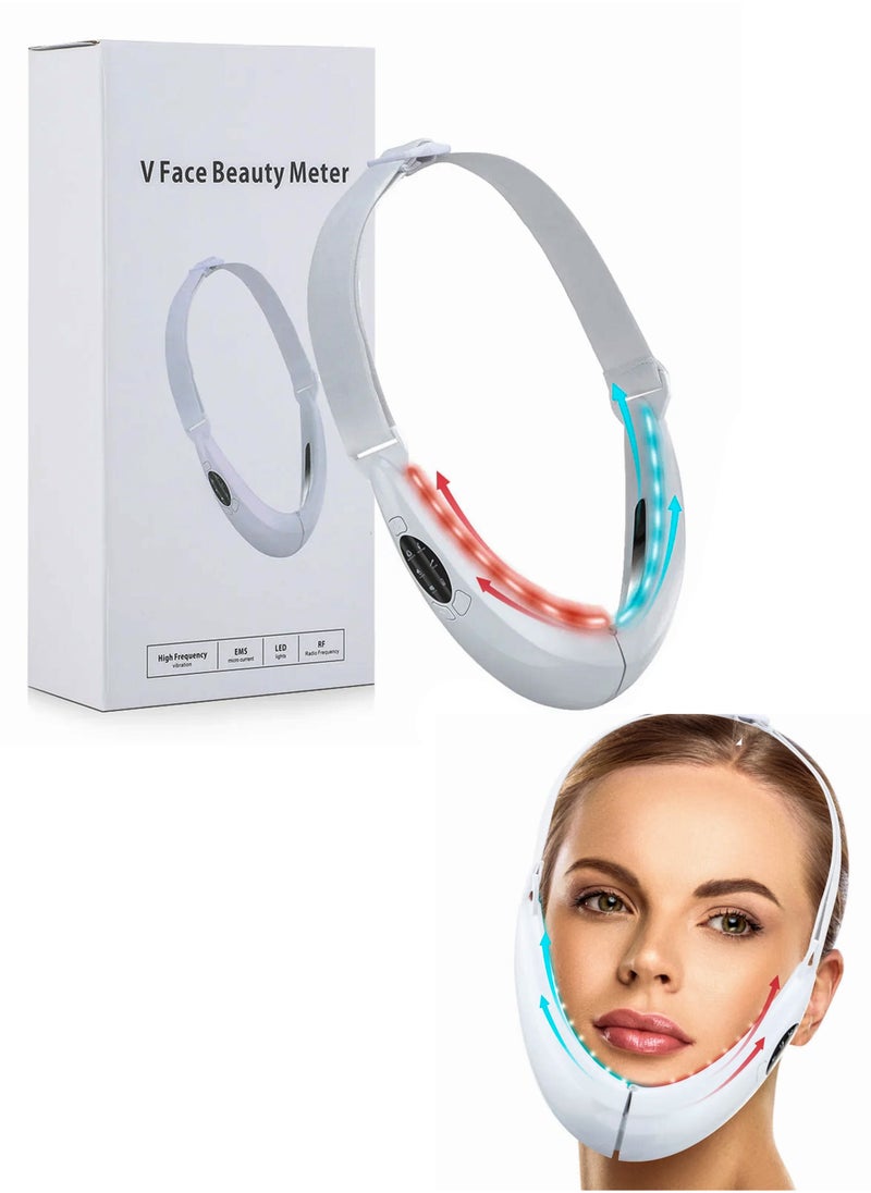 V Shaper Face Lifting Beauty Machine with EMS Vibration 5-in-1 Double Chin Reducer Face Slimming Massager Therapy for Acne Wrinkle And Skin Tightening Portable Anti Aging Device