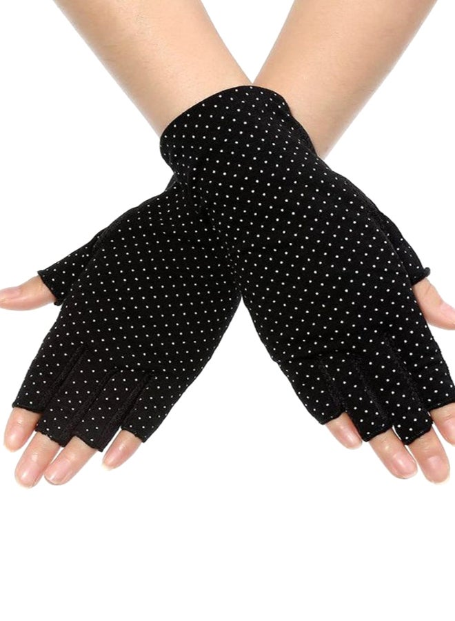 Pair Of Casual Printed Gloves Black