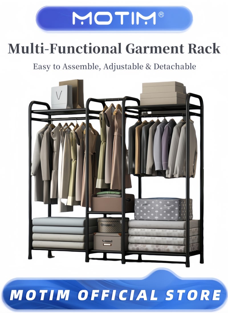 Garment Rack Heavy Duty Clothes Rack for Hanging Clothes Multi-Functional Bedroom Clothing Rack Freestanding Closet Wardrobe Rack