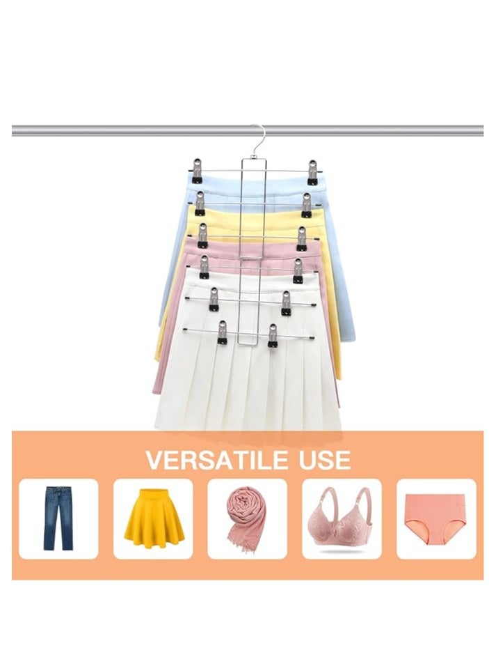 3 Pack Pants-Hangers-Space-Saving,6 Tier-Closet-Organizers-and-Storage Skirt Hangers with Clips,Closet-Organizer-Clothes-Organization-and-Storage Jeans Scarf Hangers,College-Dorm-Room-Essentials Decor