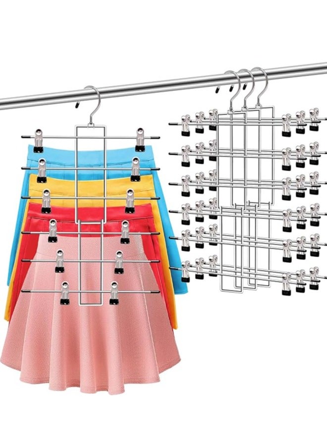 3 Pack Pants-Hangers-Space-Saving,6 Tier-Closet-Organizers-and-Storage Skirt Hangers with Clips,Closet-Organizer-Clothes-Organization-and-Storage Jeans Scarf Hangers,College-Dorm-Room-Essentials Decor