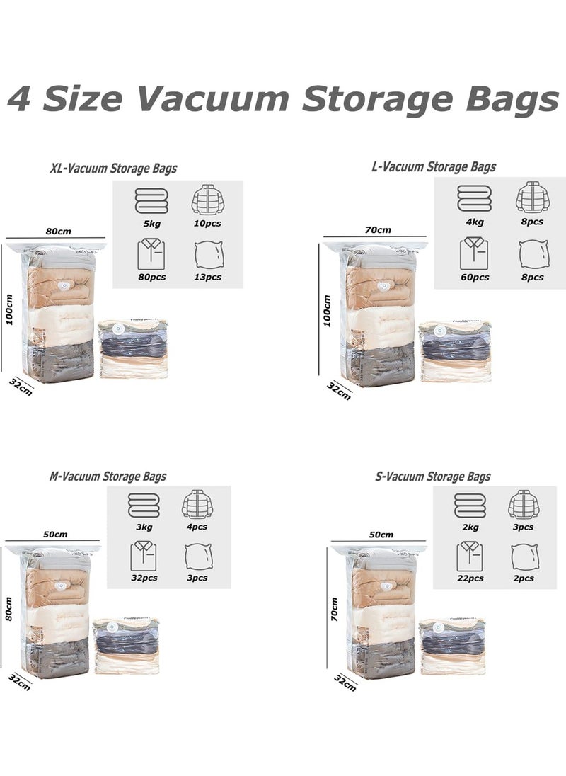 Vacuum Storage Bags of 4 pcs,No Pump Required,Space Saver Bags,Jumbo Cube bag,Extra Large Vacuum Sealer Bags for Comforters Blankets Bedding Duvet,Closet Organizers (S+M+L+XL, 4pcs)