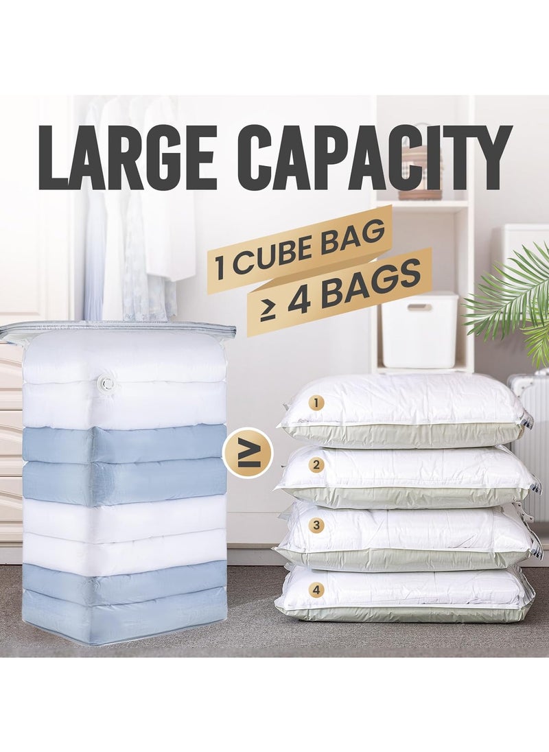 8 Packs Vacuum Storage Bags, Space Saver Bags, Jumbo Cube, Large Vacuum Sealer Bags for Comforters Blankets Bedding, Closet Organizer, Space Bags Vacuum Storage Bags, Clear (2S+2M+2L+2XL, 8pcs)