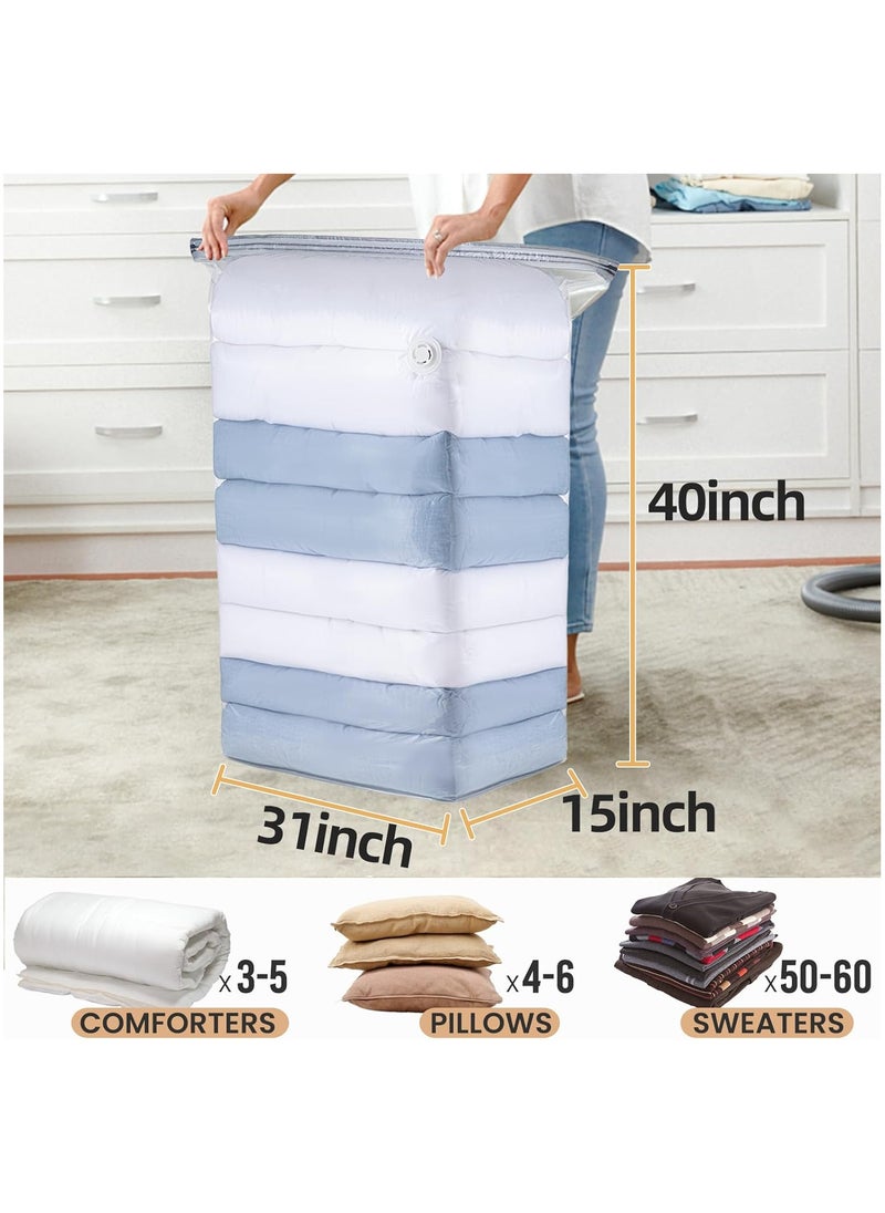 8 Packs Vacuum Storage Bags, Space Saver Bags, Jumbo Cube, Large Vacuum Sealer Bags for Comforters Blankets Bedding, Closet Organizer, Space Bags Vacuum Storage Bags, Clear (2S+2M+2L+2XL, 8pcs)