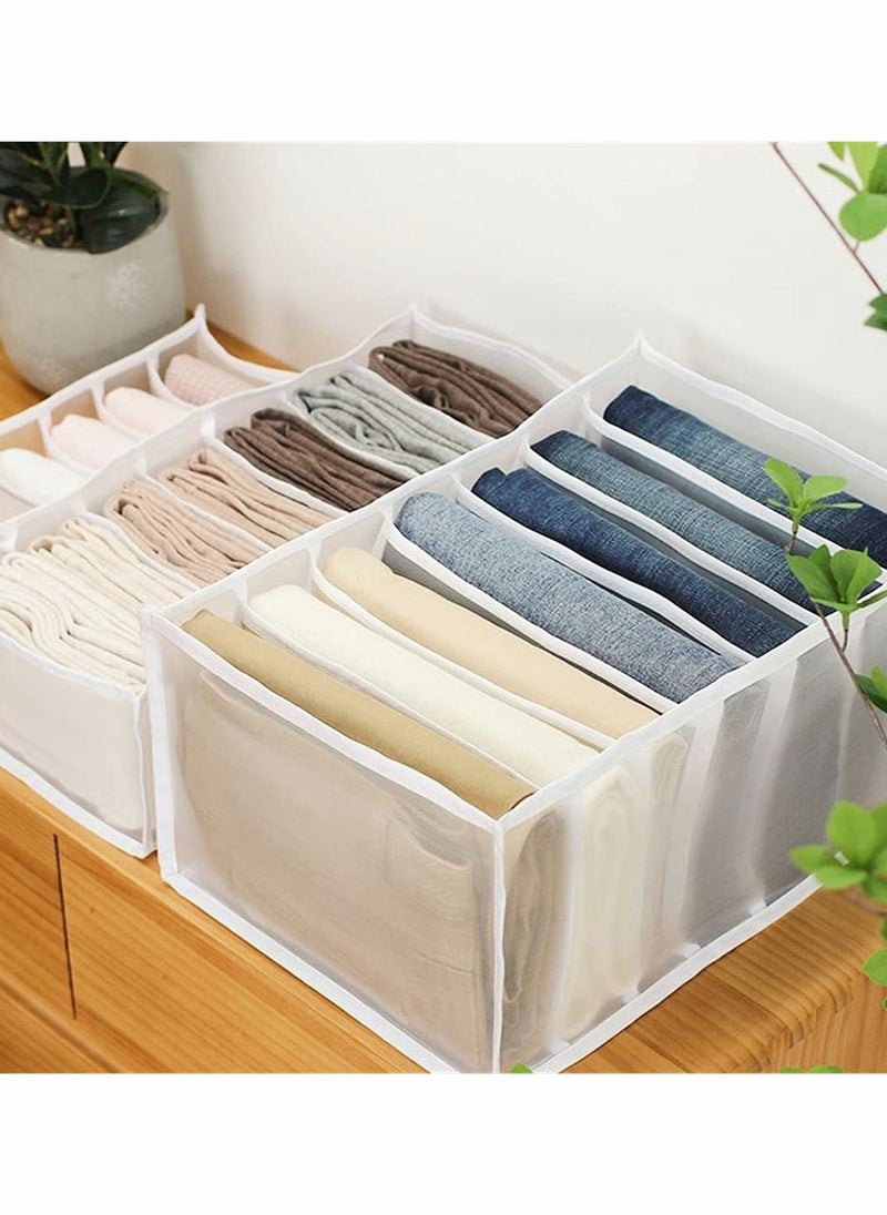 Folding Drawer Organizers, 7 Grid Compartment Storage Box Closet Clothes Drawer Mesh Separation Box