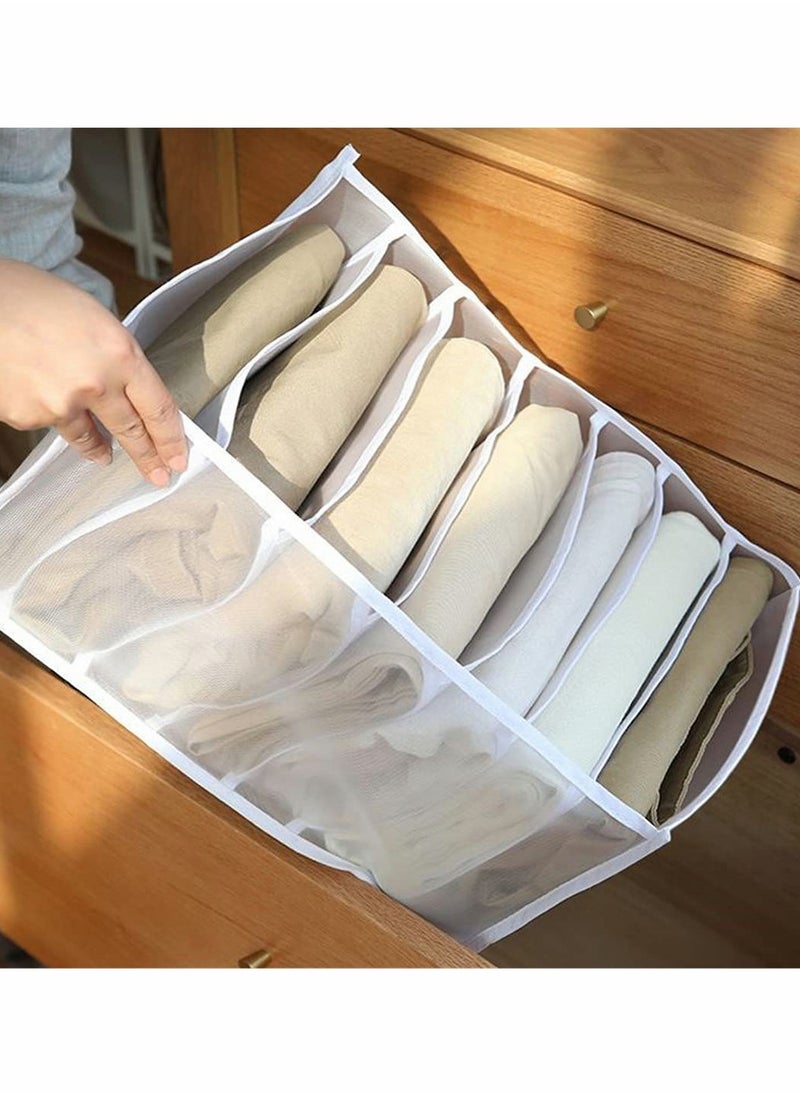 Folding Drawer Organizers, 7 Grid Compartment Storage Box Closet Clothes Drawer Mesh Separation Box