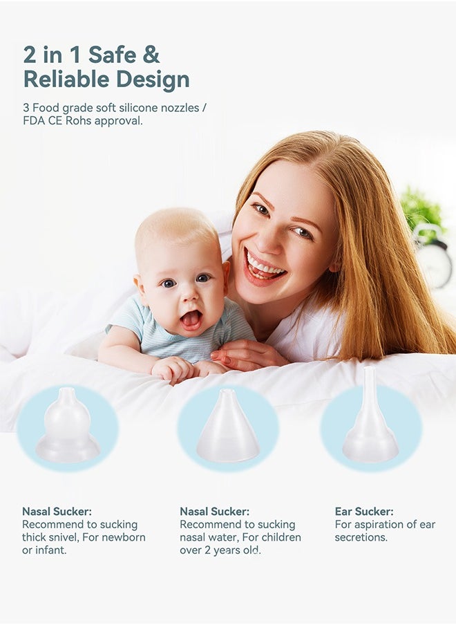 3-in-1 Nasal Aspirator for Baby with Booger Picker Tip, Electric Nose Suction for Baby, LCD Baby Nasal Aspirator