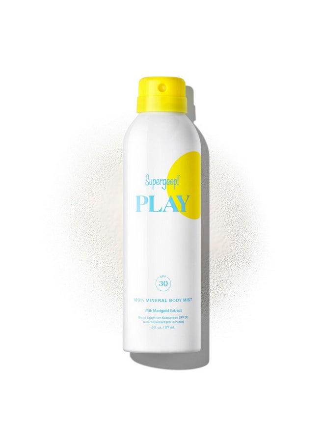 Play 100% Mineral Sunscreen Spf 30 Mist, 6 Fl Oz - Sunscreen Spray - Full Coverage Body Sunscreen For Sensitive Skin - Water & Sweat Resistant - Great For Active Days