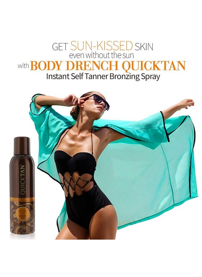 Quicktan Instant Self Tanner Bronzing Spray, Salon-Quality Medium/Dark Tan, Streak-Free, Tinted Formula, 6 Oz, 1-Pack