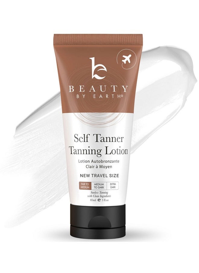 Tanning Lotion Self Tanner - With Natural & Organic Ingredients, Travel Size Self Tanning Lotion, Non Toxic Gradual Tanning Lotion, Sunless Tanning Lotion For Fake Tan For Women & Men, Fair To Medium