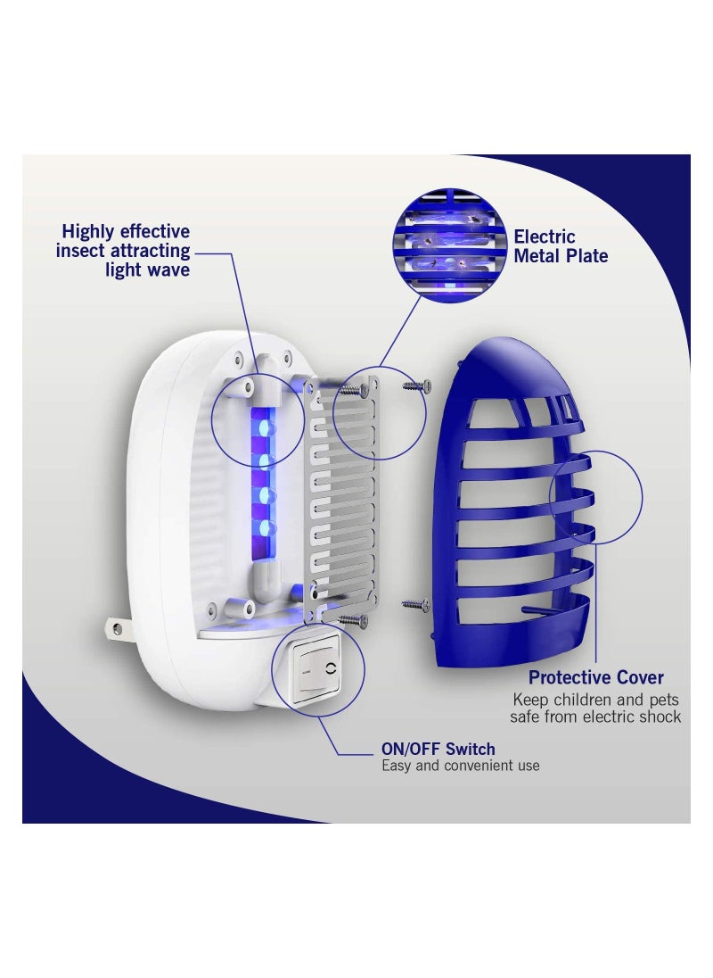 Delfino Bug Zapper 4 Pack with UV Light for Indoor Outdoor Pest Control Night Light Feature