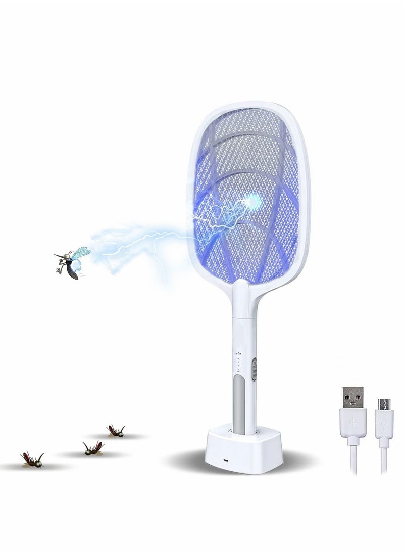 Electric Fly Swatter Racket & Mosquito Zapper - High Duty 3,000 Volt Bug Killer USB Rechargeable Indoor Safe