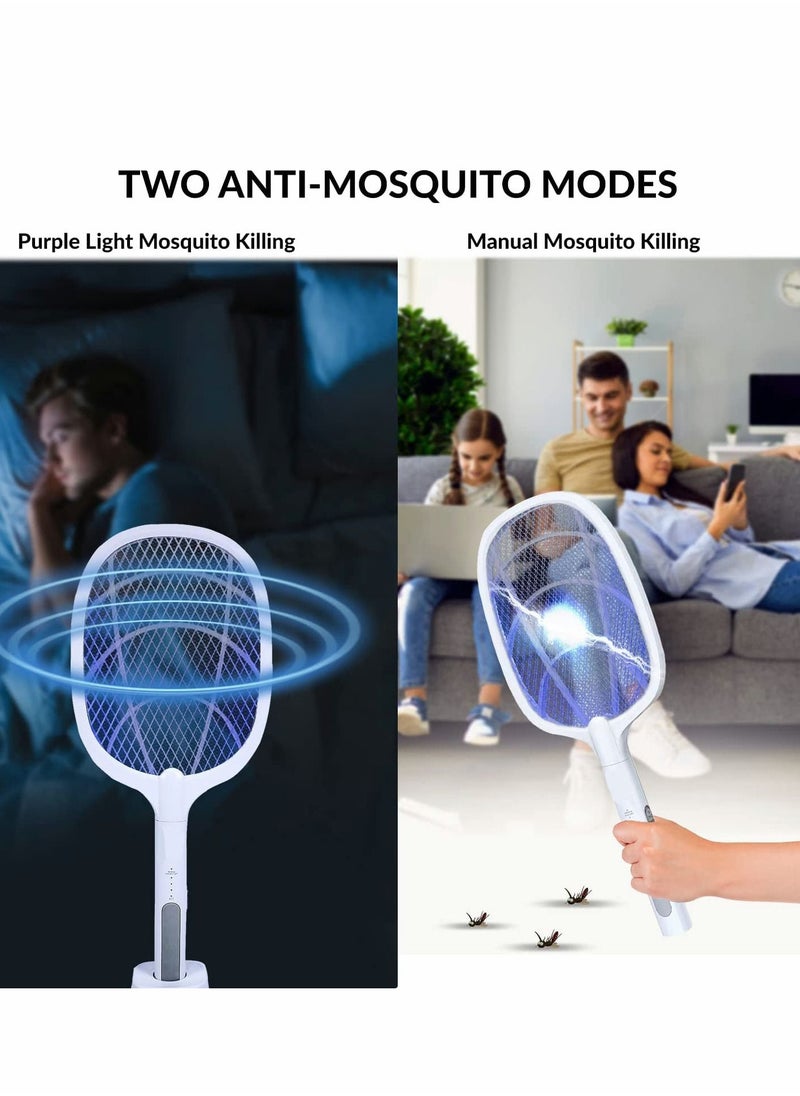 Electric Fly Swatter Racket & Mosquito Zapper - High Duty 3,000 Volt Bug Killer USB Rechargeable Indoor Safe