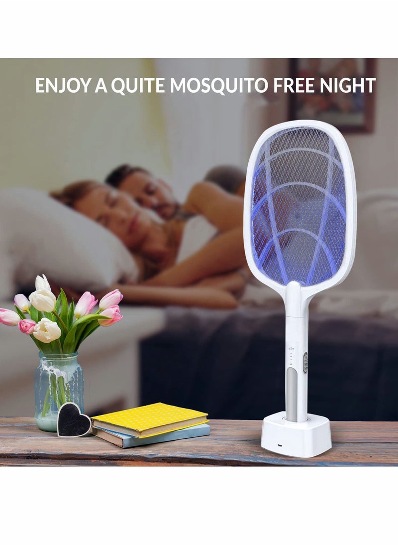 Electric Fly Swatter Racket & Mosquito Zapper - High Duty 3,000 Volt Bug Killer USB Rechargeable Indoor Safe